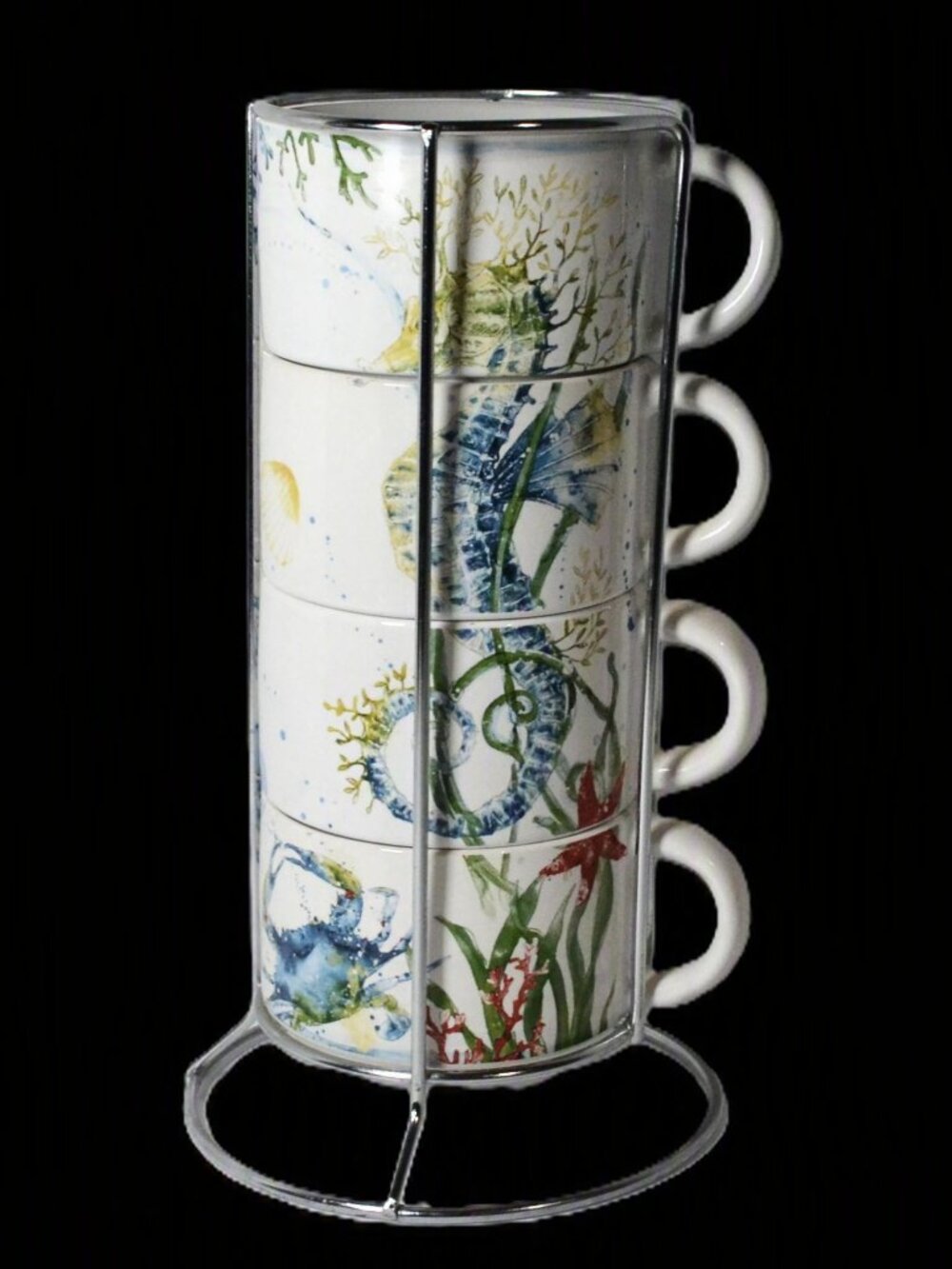 Pier 1 Imports Sea Life Mug Set With Rack Summer Decor Beach House Summer Rental